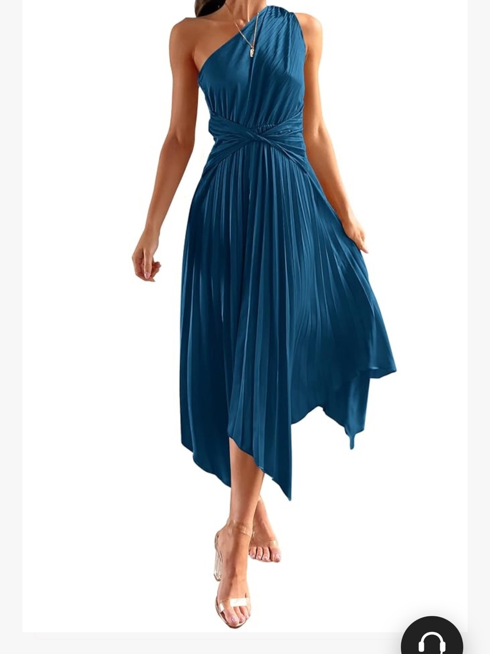 PRETTYGARDEN Women's Summer Satin Long Dress, One Shoulder Off, Sleeveless Sz XL